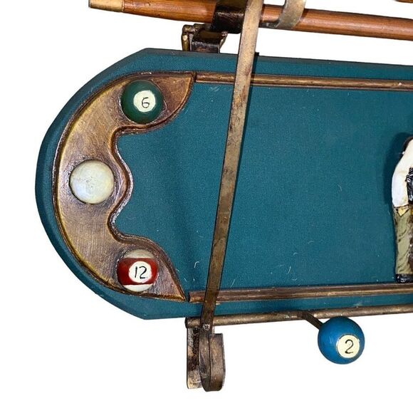 Vintage 1970s Billiard Pool Ball Wooden Coat Rack/ Shelf Wall Display 37x13x12 - Picture 4 of 11